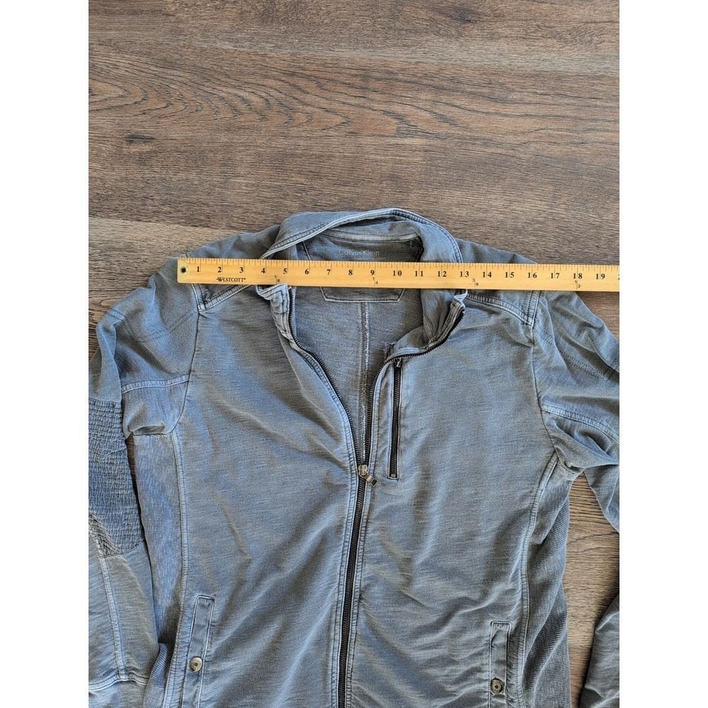 Calvin Klein Full Zip Mock Neck Jersey Jacket Gray Tag Large Fit Medium Y2k Vtg - Picture 9 of 16
